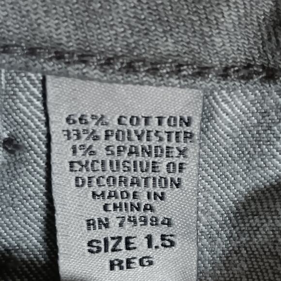 Chico's Platinum Denim Jeans Size 1.5 (14) Light Gray Wash Jeweled Back Pockets - Picture 6 of 13